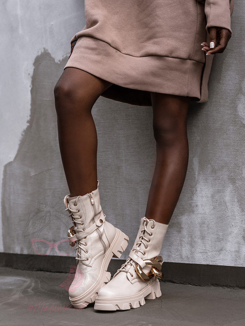 Workery z ogniwami Luqks Rock beżowe