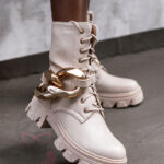 Workery z ogniwami Luqks Rock beżowe