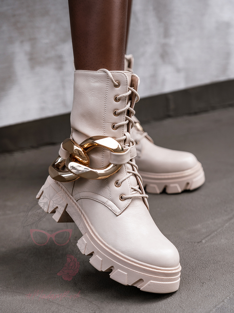 Workery z ogniwami Luqks Rock beżowe