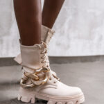 Workery z ogniwami Luqks Rock beżowe