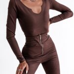 Body dopasowane O'la Voga Warm Colors brązowe