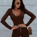 Body dopasowane O'la Voga Warm Colors brązowe