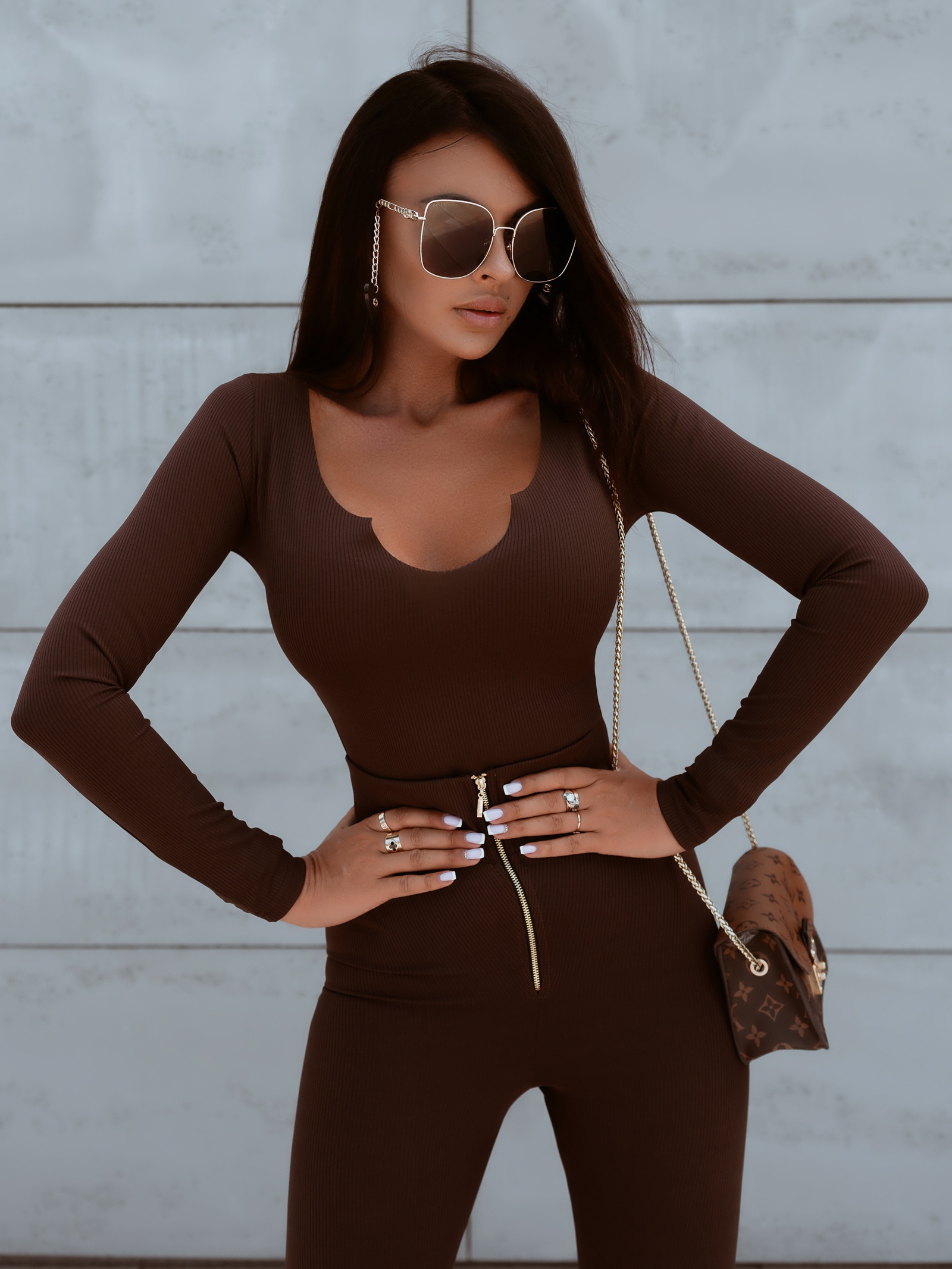 Body dopasowane O'la Voga Warm Colors brązowe