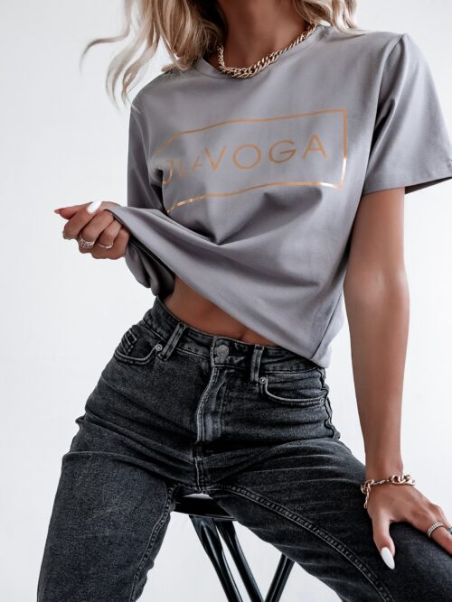 T-shirt Gold OlaVoga złoty nadruk szary