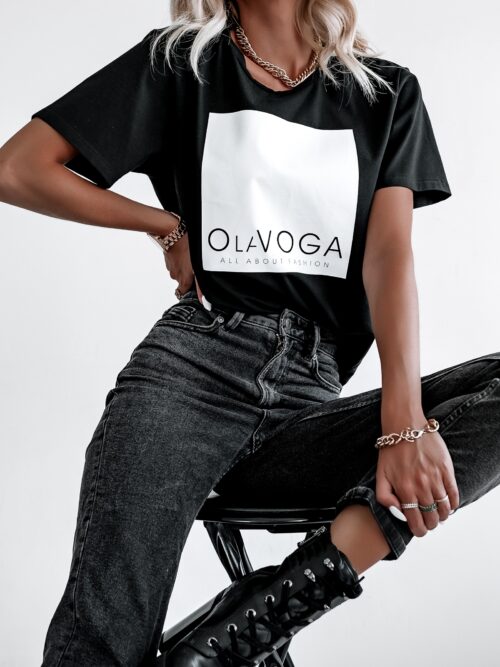 T-shirt z nadrukiem O'la Voga Big Square czarny