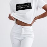 T-shirt bawełniany Just Orginal Ola Voga ecru