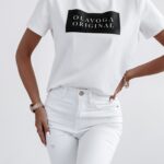 T-shirt bawełniany Just Orginal Ola Voga ecru