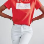 T-shirt bawełniany Just Orginal Ola Voga koralowy