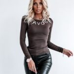 Bluzka klasyczna Ola Voga Neck brązowa