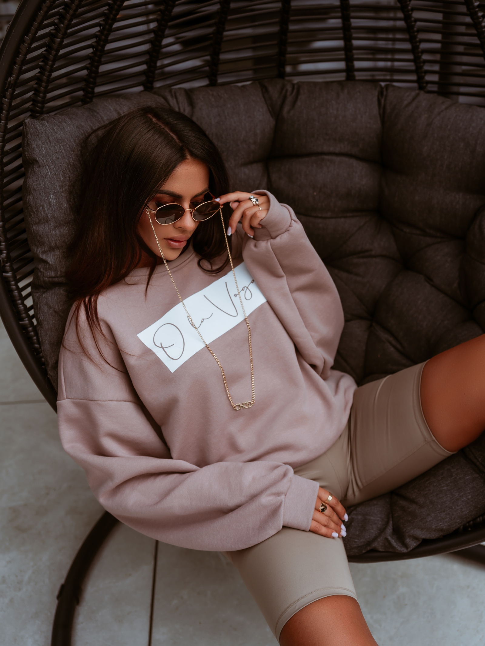 Bluza bawełniana O'la Voga Calm brudny róż