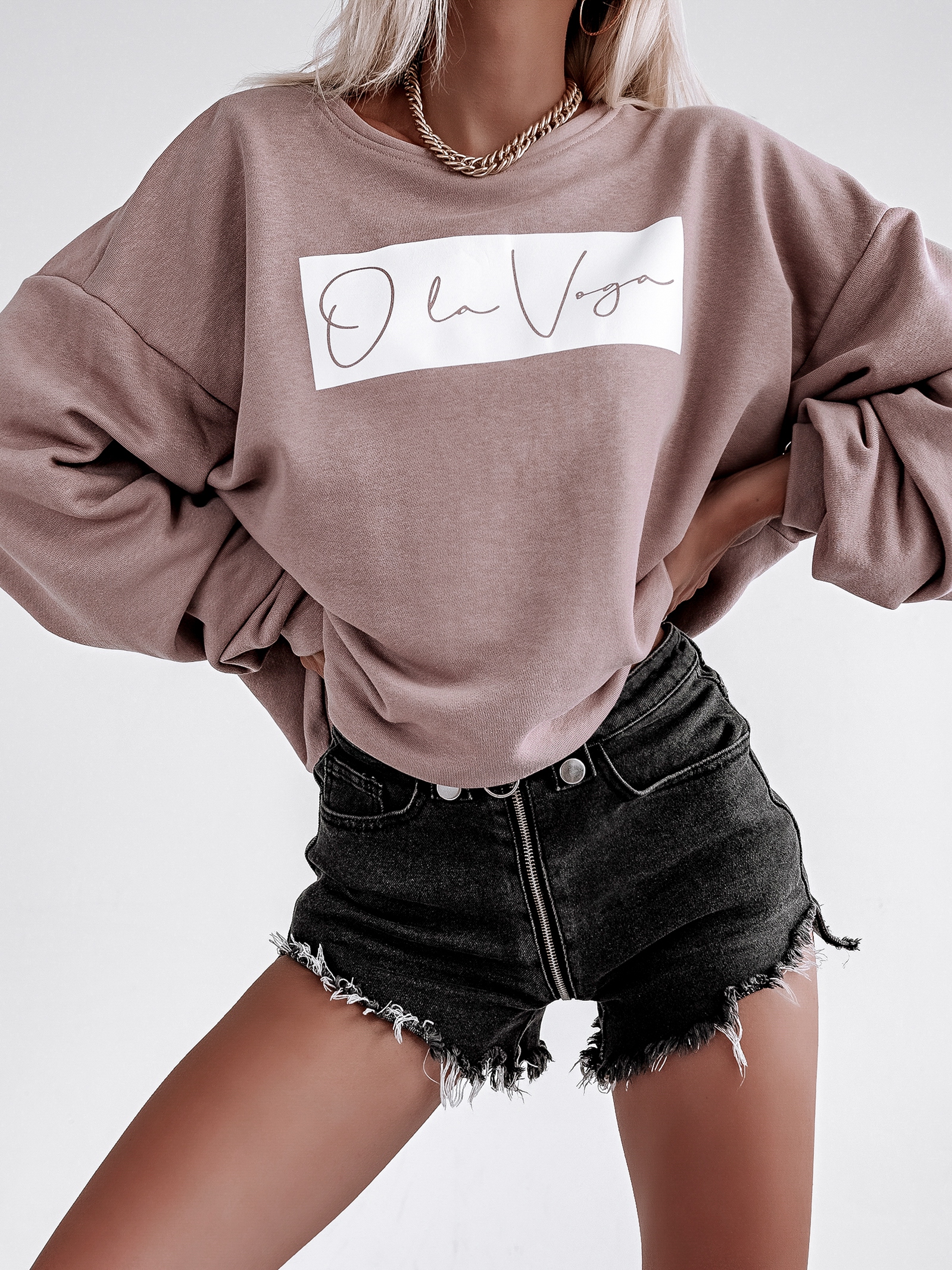 Bluza bawełniana O'la Voga Calm brudny róż Bluza bawełniana O'la Voga Calm brudny róż