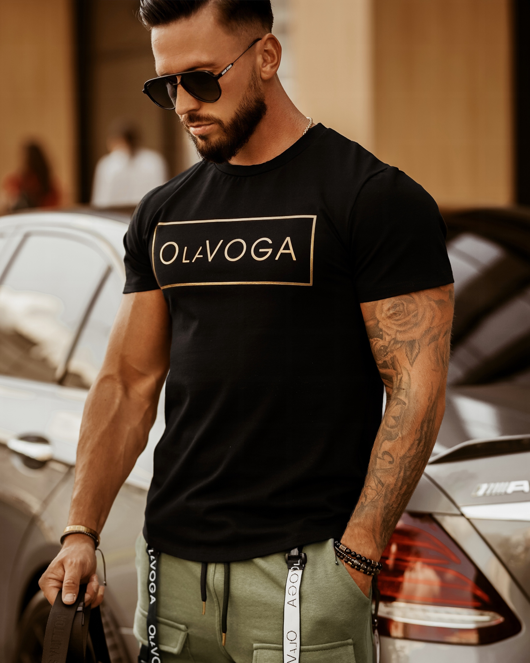 T-shirt męski Gold OlaVoga Man czarny