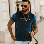 T-shirt męski Luxury Velvet O'la Voga morski