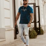 T-shirt męski Luxury Velvet O'la Voga morski