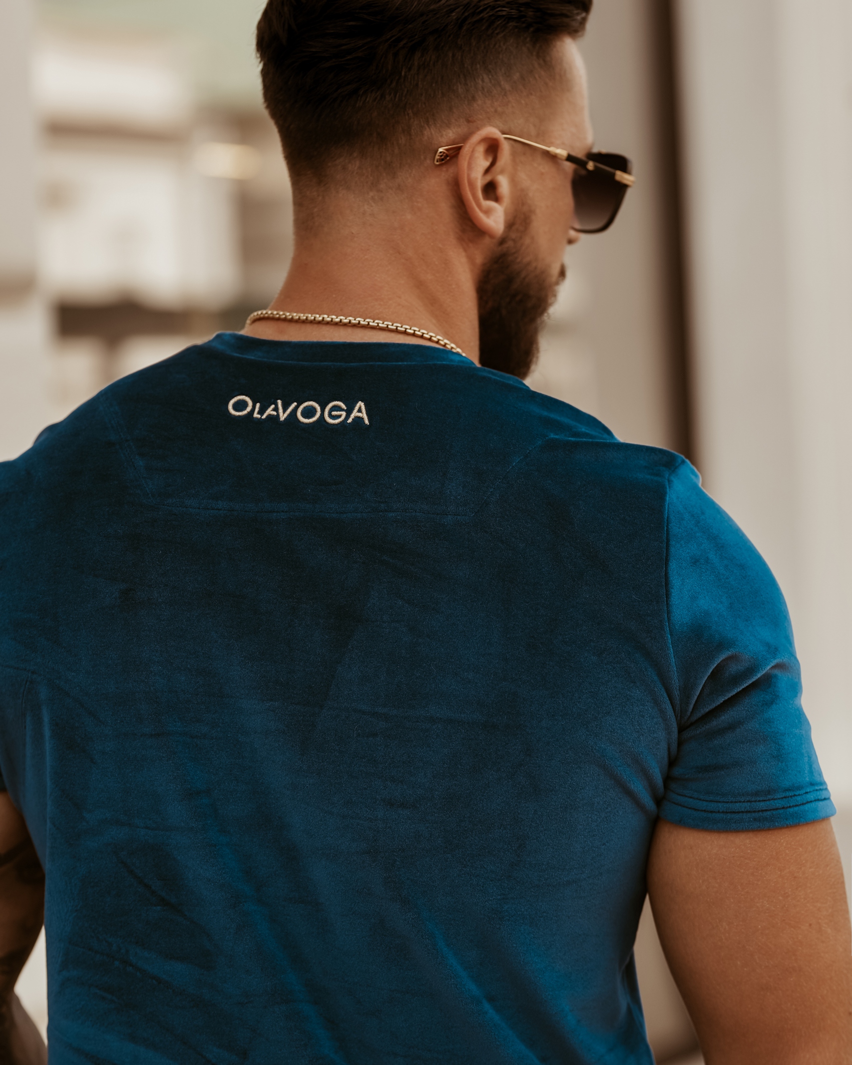 T-shirt męski Luxury Velvet O'la Voga morski T-shirt męski Luxury Velvet O'la Voga morski