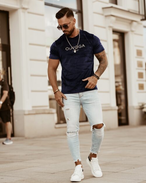 T-shirt męski Luxury Velvet O'la Voga granatowy