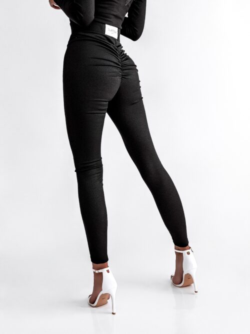 Legginsy prążkowane O'la Voga Slim Legs czarne
