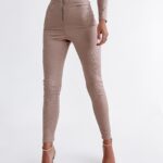 Legginsy prążkowane O'la Voga Slim Legs c.beżowe