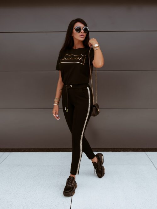 Spodnie z lampasem Bling Sides O'la Voga czarne