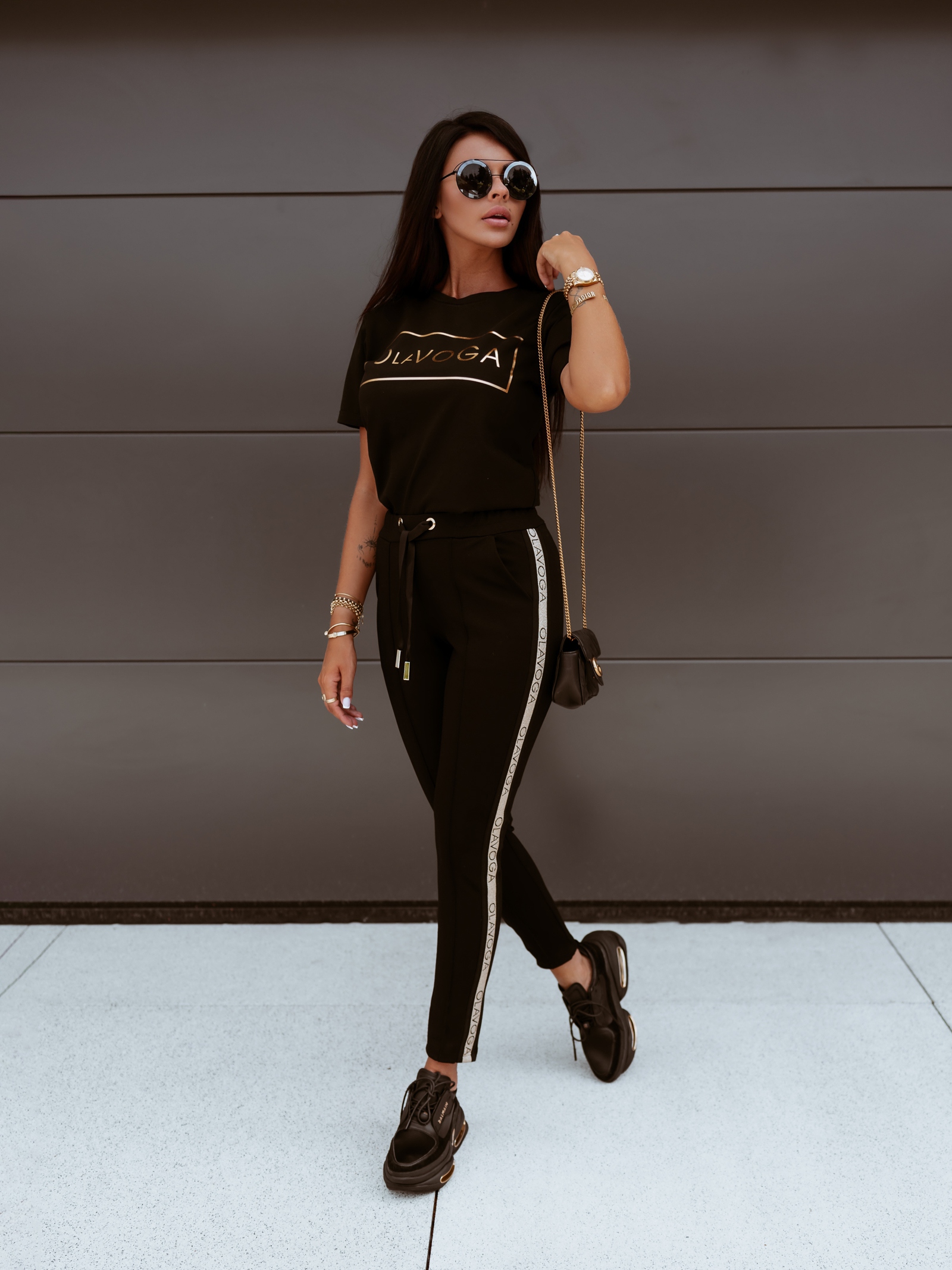 Spodnie z lampasem Bling Sides O'la Voga czarne