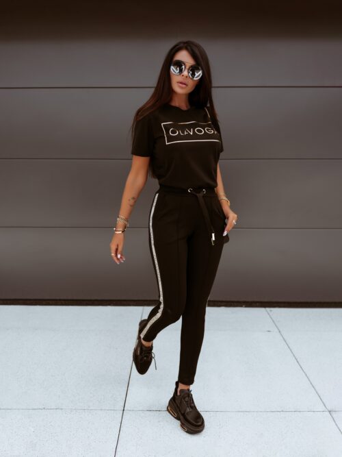 Spodnie z lampasem Bling Sides O'la Voga czarne