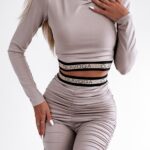 Komplet dopasowany Glitter Stripe Ola Voga beżowy