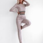 Komplet dopasowany Glitter Stripe Ola Voga beżowy