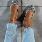 Balerinki z kamieniami Madam Stones złote