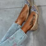 Balerinki z kamieniami Madam Stones złote