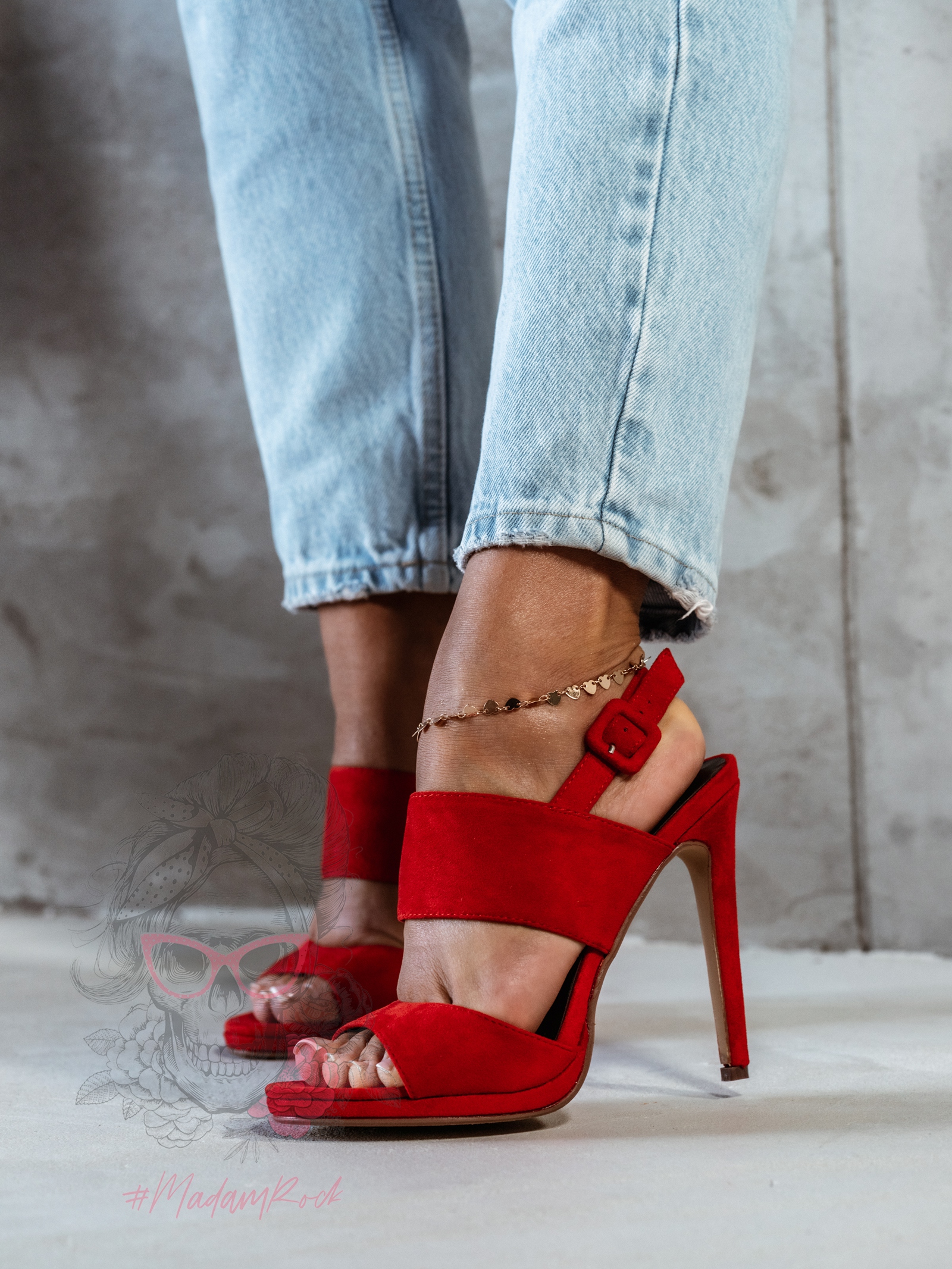Sandały szpilki Madam Venezi czerwone