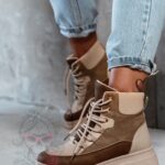 Botki trapery Madam Plum beżowe