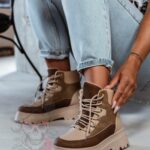 Botki trapery Madam Plum beżowe