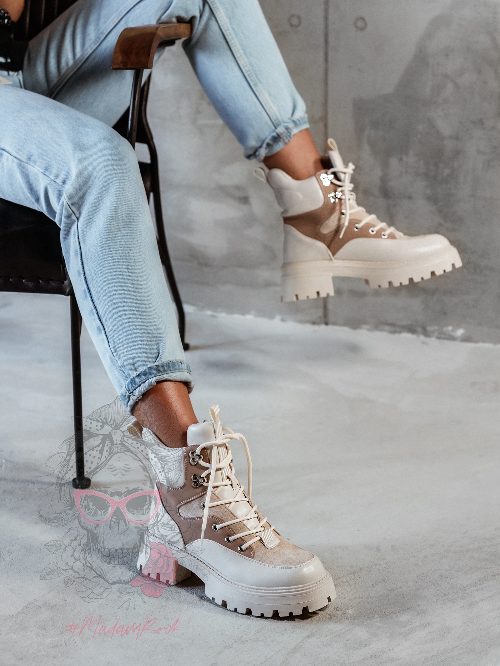 Botki trapery Rock Ogow beżowe