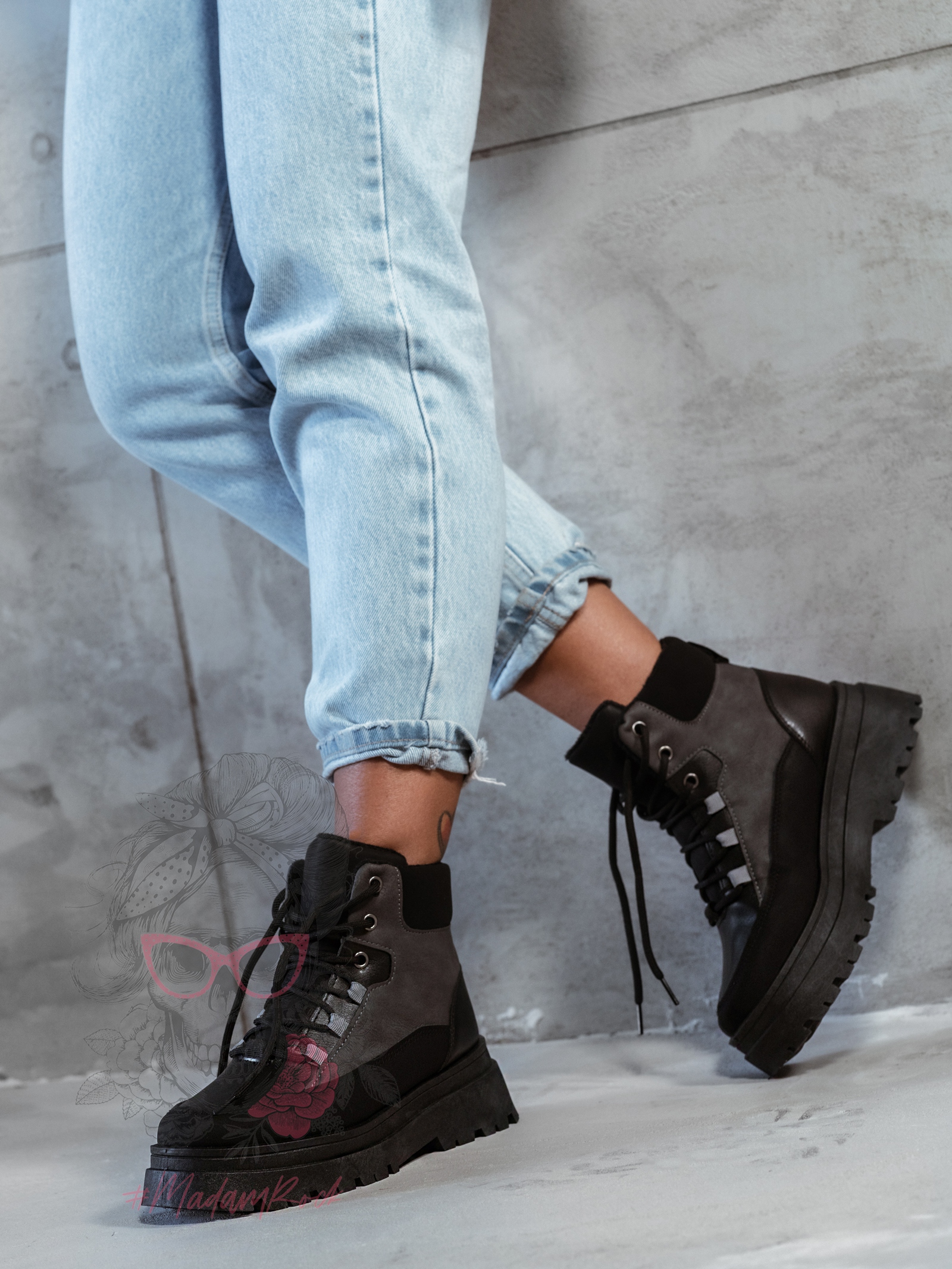 Botki trapery Madam Plum czarne