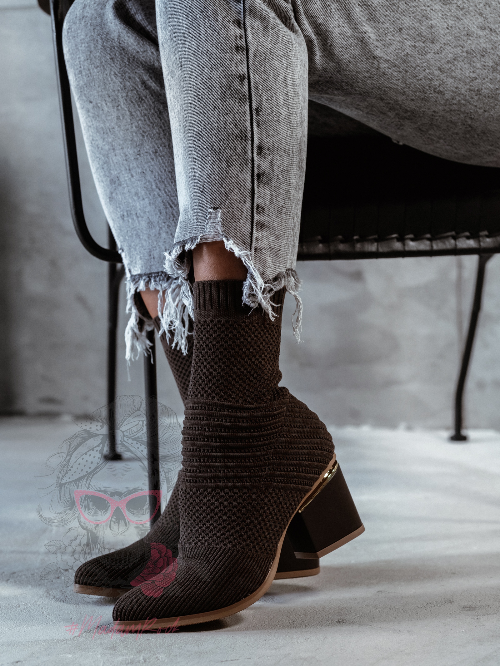 Botki skarpety Madam Slip brązowe Botki skarpety Madam Slip brązowe