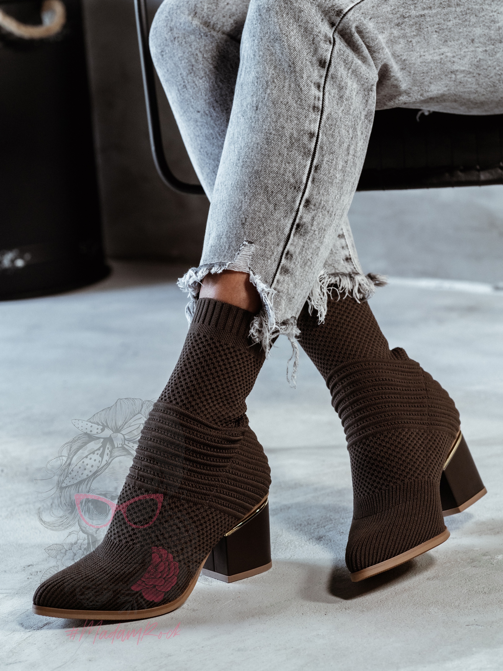 Botki skarpety Madam Slip brązowe Botki skarpety Madam Slip brązowe