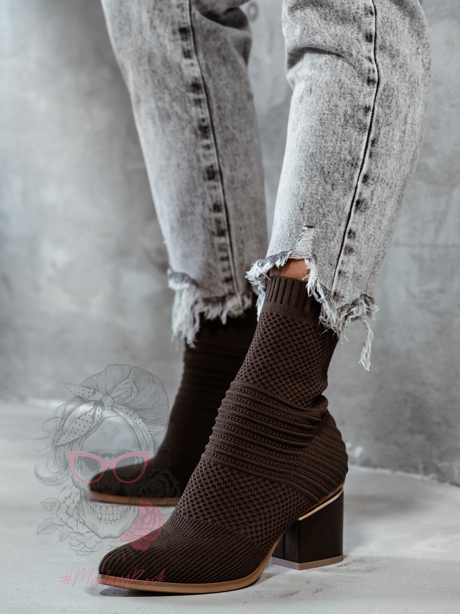 Botki skarpety Madam Slip brązowe Botki skarpety Madam Slip brązowe