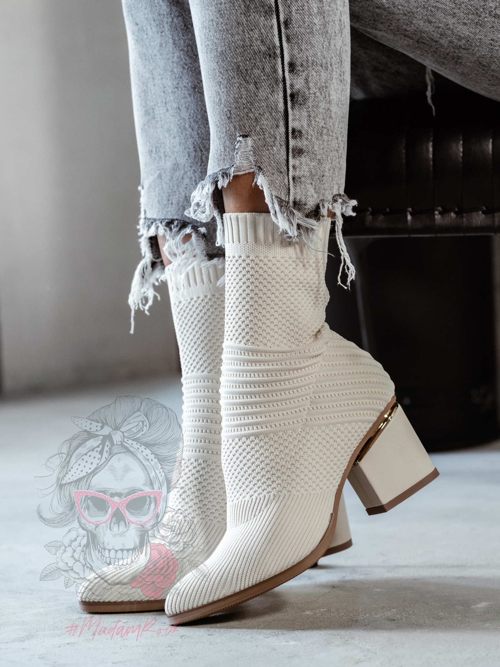 Botki skarpety Madam Slip beżowe