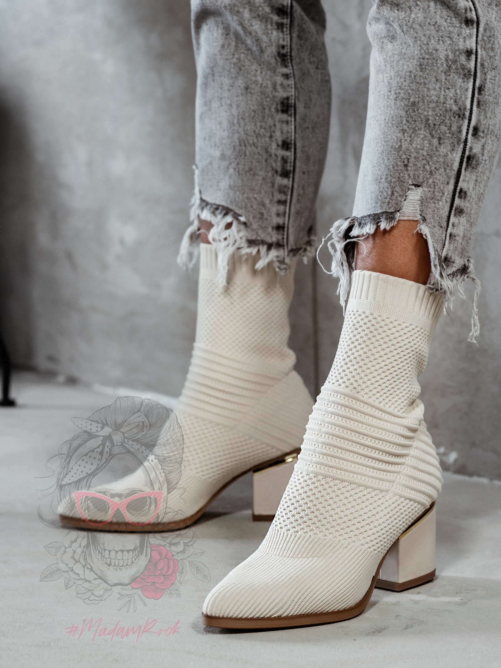 Botki skarpety Madam Slip beżowe