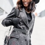 Marynarka jesienna z paskiem Shagen czarna