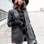 Marynarka jesienna z paskiem Shagen czarna