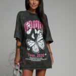 T-shirt dekatyzowany Collab szary-róż