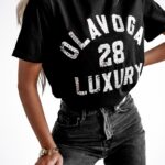 T-shirt z cekinami Luxury Sequins Ola Voga czarny