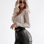 Bluzka dopasowana Slim Lines Ola Voga beż