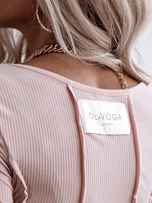 Bluzka dopasowana Slim Lines Ola Voga pudrowy róż