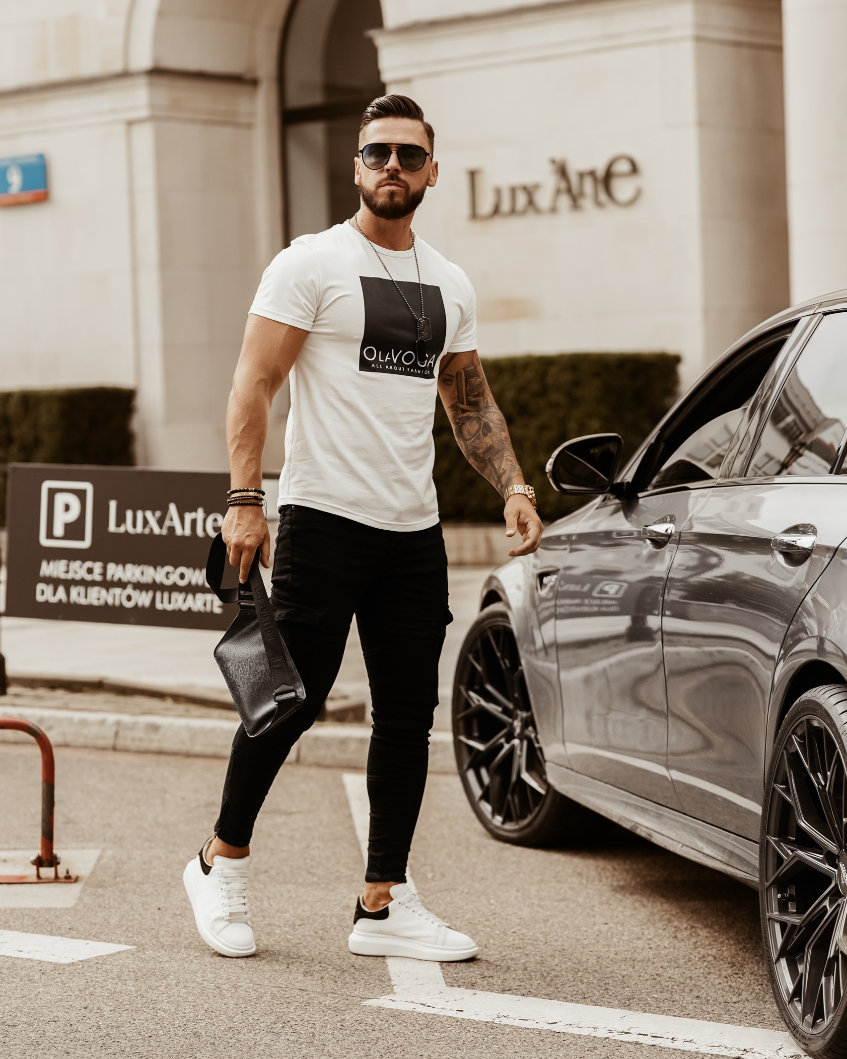 T-shirt męski Big Square Man OLA VOGA ecru