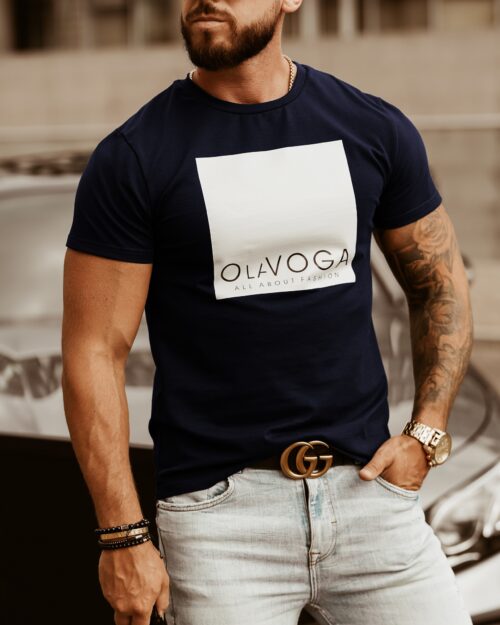 T-shirt męski Big Square Man OLA VOGA granatowy