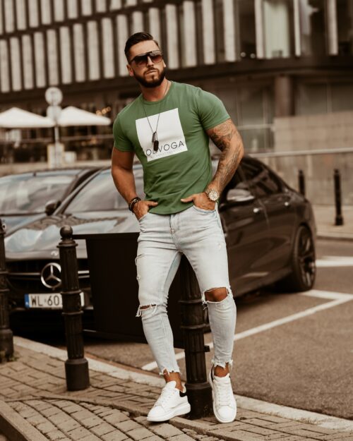 T-shirt męski Big Square Man OLA VOGA khaki