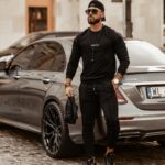 Komplet męski z haftem Boss Ola Voga czarny