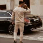 Komplet męski z haftem Boss Ola Voga beżowy